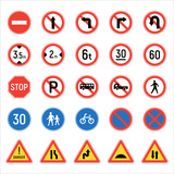 Fototapeta  - Road Traffic Signs. flat design style minimal vector illustration