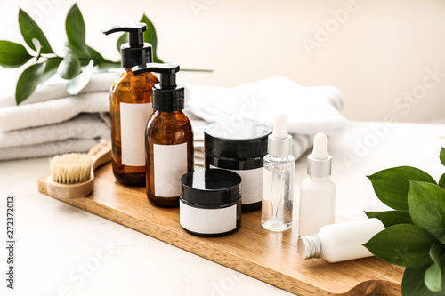 Fotografía Set of cosmetics for personal hygiene on table