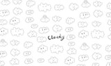 Fototapeta Boho - Isolated cute hand drawn emotional clouds set illustration on white background