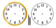 Clock dial and hour hands isolated on the white background. Vector illustration