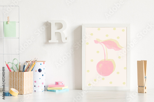 Modern And Stylish Home Interior With White Mock Up Poster Frame