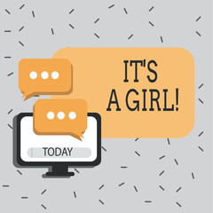 Wall Mural - Text sign showing It S A Girl. Business photo showcasing Female baby coming Gender reveal Celebration