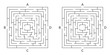 Labyrinth game. Square Maze. Find the way game. Exit and entrance puzzle. Vector illustration. 
