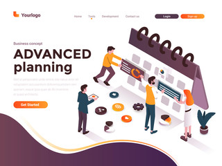 Wall Mural - flat color modern isometric concept illustration - advanced planning