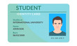 Student id card. University, school, college identity card with photo. Vector illustration.