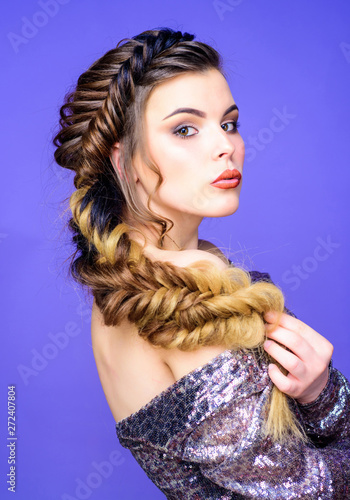 Braided Hairstyle Beautiful Young Woman With Modern Hairstyle