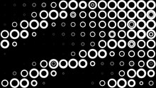 Halftone Texture. Gradient Effect With Circle Dots. Diagonal Movement Of Halftones. Abstract Black White Motion Background. Seamless Looping Animation.