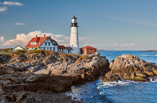 Portland Head Lighthouse At Cape Elizabeth, Maine, USA.
