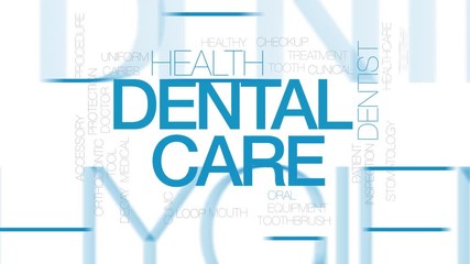 Wall Mural - Dental care animated word cloud, text design animation. Kinetic typography.