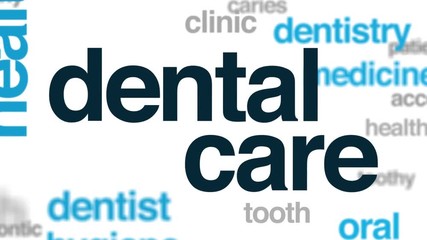 Wall Mural - Dental care animated word cloud, text design animation. Kinetic typography.
