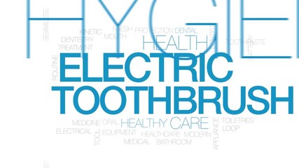 Sticker - Electronic toothbrush animated word cloud, text design animation. Kinetic typography.