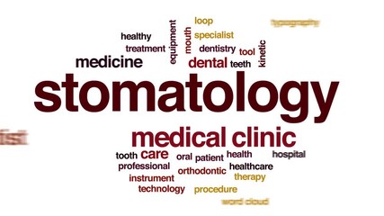 Wall Mural - Stomatology animated word cloud, text design animation. Kinetic typography.