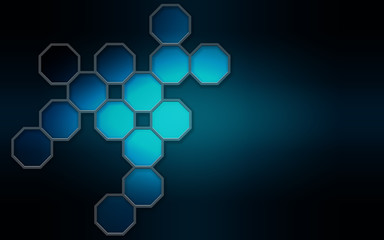 Hexagonal molecular structures in technology background