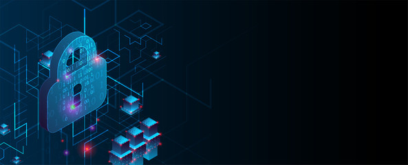 Isometric protection concept. Protect mechanism, system privacy.