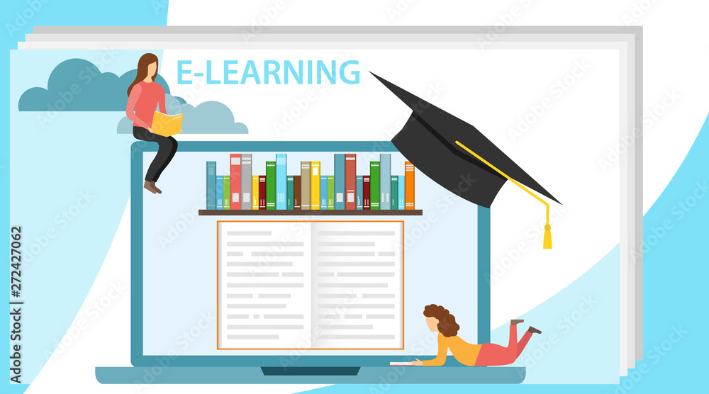 Elearning Creative Images E-learning concept illustration. Online education concept banner with ...