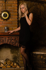 Wall Mural - Cute blonde woman in gorgeous dress