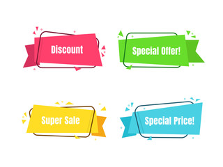 Sticker - Color Modern Banner Set Special Offer Sale Shopping Concept. Vector