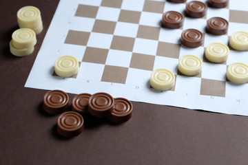 Wall Mural - Set of a chocolate checkers