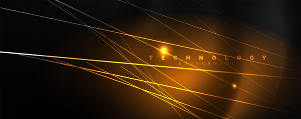 Aufkleber - Shiny color neon light with lines, abstract wallpaper, shiny motion, magic space light. Techno abstract background