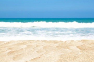 Sticker - Empty sand beach in front of summer sea background with copy space