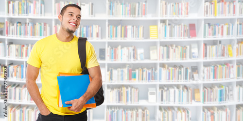 Student Looking Up Look Ad Advert Library Books Banner Copyspace