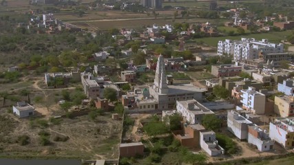 Wall Mural - Vrindavan, city of 5000 temples. India, 4k aerial 