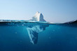 canvas print picture - Iceberg in the ocean. Beautiful view under water. Global warming. Melting glacier. Hidden Danger Concept