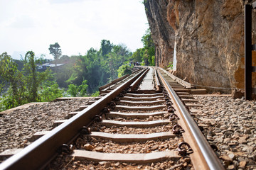 The death railway along the river Kwai in Kanchanaburi, Thai Burma death railway bridge