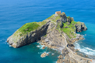 Wall Mural - sunny day at gaztelugatxe island, located at basque country coastline