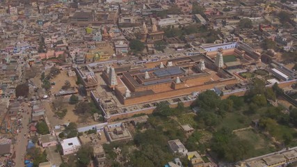 Wall Mural - Vrindavan, city of 5000 temples. India, 4k aerial 