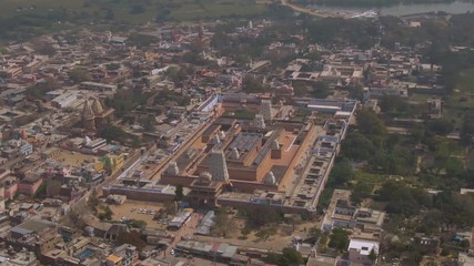 Wall Mural - Vrindavan, city of 5000 temples. India, 4k aerial 