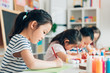 © MaaHoo Studio/Stocksy - Preschool kids painting in classroom