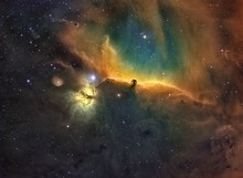 The Horsehead And Flame Nebula In A Traditional  Palette