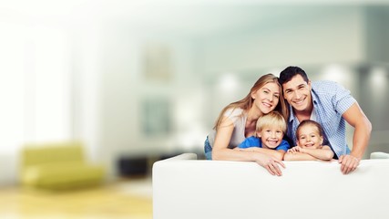 Wall Mural - Beautiful smiling family on background