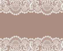 Horizontally Seamless Beige Lace Background With Lace Borders
