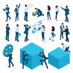 Wall Mural - isometric set of businessmen, businesswoman, employees, managers, directors. vector illustration
