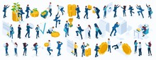 Large Isometric Set Of Business People, Businessmen, Businesswoman, Employees, Investors, Directors, Accountants, Managers