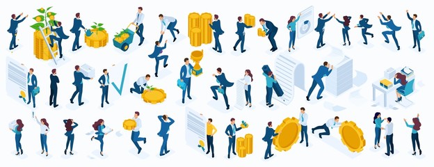 Wall Mural - large isometric set of business people, businessmen, businesswoman, employees, investors, directors,