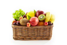 Assorted Fruits In A Square Basket