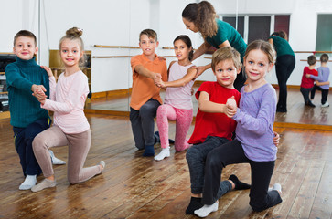 Children studying of partner dance  at dance school