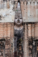 Detail Of A Buddha Statue In Sukhothai Historical Park, Thailand.