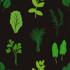 Wall Mural - Vegetables And Herbs Seamless Pattern.