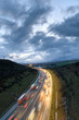 Night time traffic on the M62 motorway near  West Yorkshire, England, UK