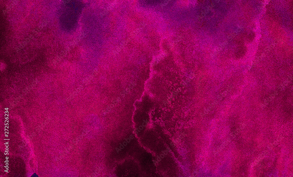 Dark magenta watercolor on black background. Pink paper texture water color painted illustration. Colorful smeared fuchsia neon paper textured aquarelle canvas for creative design - obrazy, fototapety, plakaty 