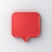 Blank Red Speech Bubble Pin Isolated On White Background With Shadow 3D Rendering