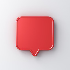 Poster - Blank red speech bubble pin isolated on white background with shadow 3D rendering