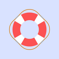 Lifebuoy flat design style on blue background, vector illustration