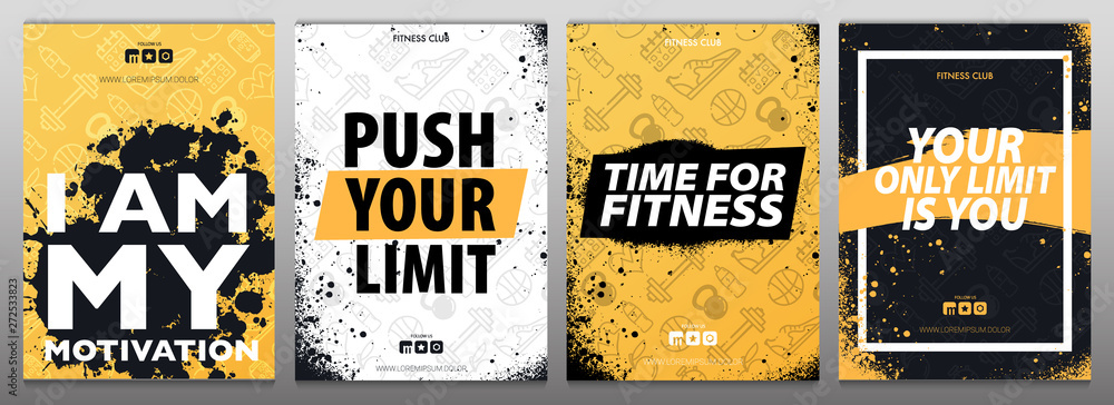Fitness Gym Motivation Quote. Grunge Poster Concept. - obrazy, fototapety, plakaty 
