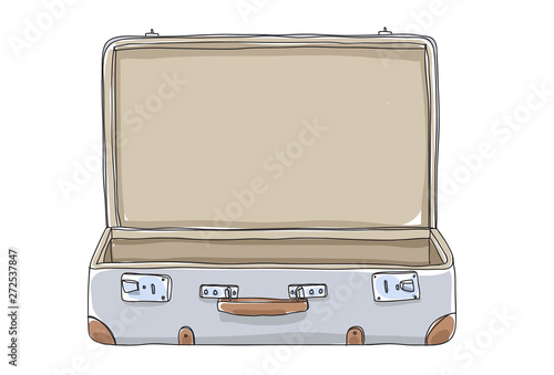 Cuadros en Lienzo empty Suitcase vintagehand drawn art vector illustration