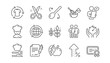 © blankstock - Chef hat, Customer survey, Approved application line icons. Scissors cutting, Certificate icons. Interest rate, gluten free. Linear set. Vector